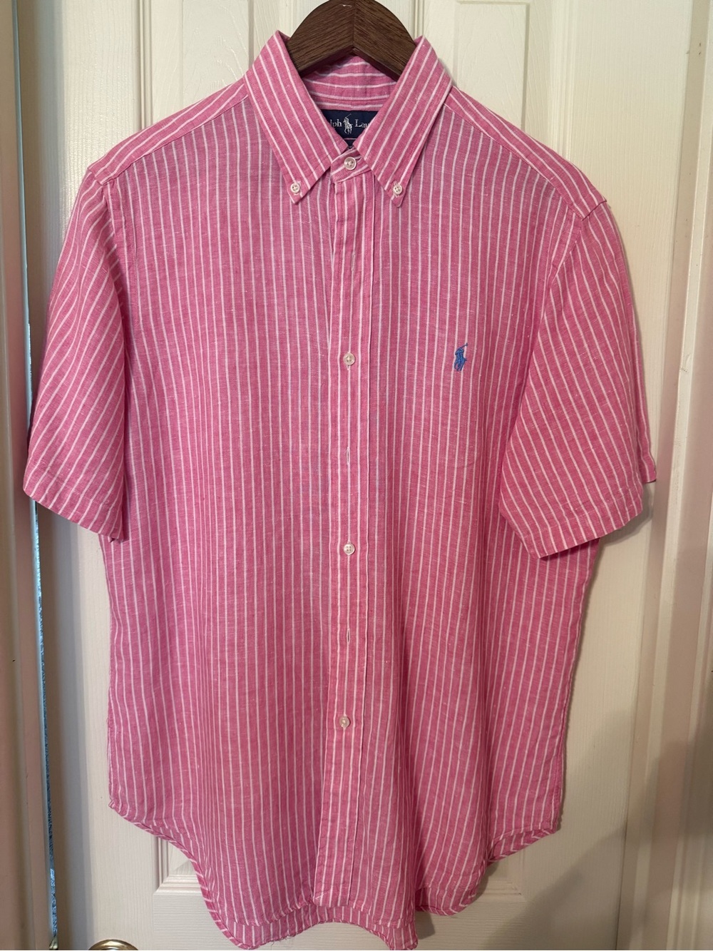 Polo by Ralph Lauren Pink & White Striped Short-Sleeve Button-Down